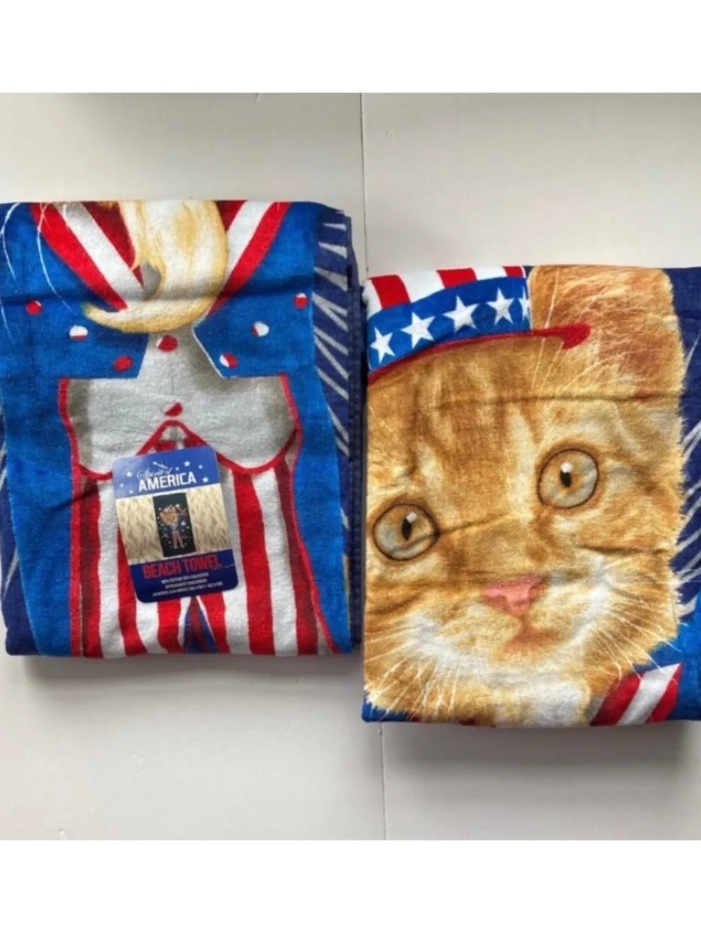 Patriotic Cat Beach Towels Lot of 2